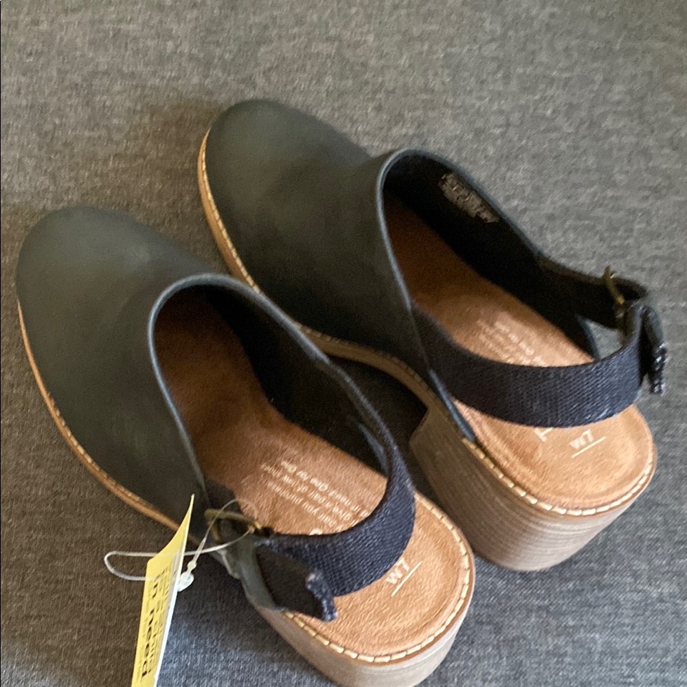 TOMS Leila Black Leather Slingback Mules size 7 - Picture 9 of 12